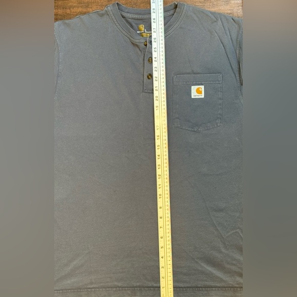 Carhartt Original Fit Henley Shirt L Gray K128 Long Sleeve Heavyweight Workwear - Picture 5 of 10